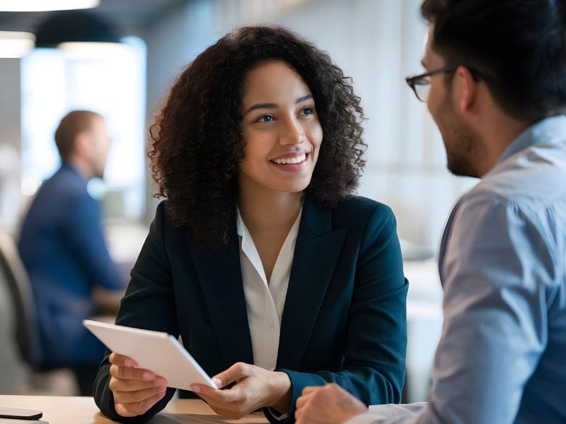 agente immobiliare parla con cliente